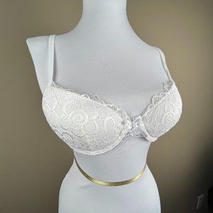 Sophie B. Women's Underwire Bra Size 34A White, Lace, Center Bow, Push Up